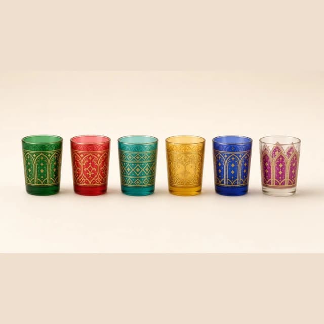 Lot de 6 verres à thé décorés
