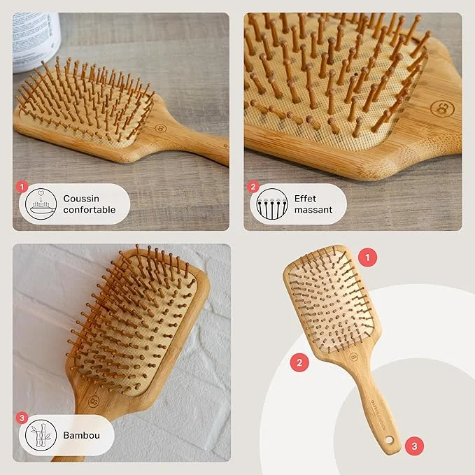 Olivia Garden Bamboo Touch Detangle Massage L - Eco-friendly Bamboo Brush for Gentle Detangling & Scalp Massage