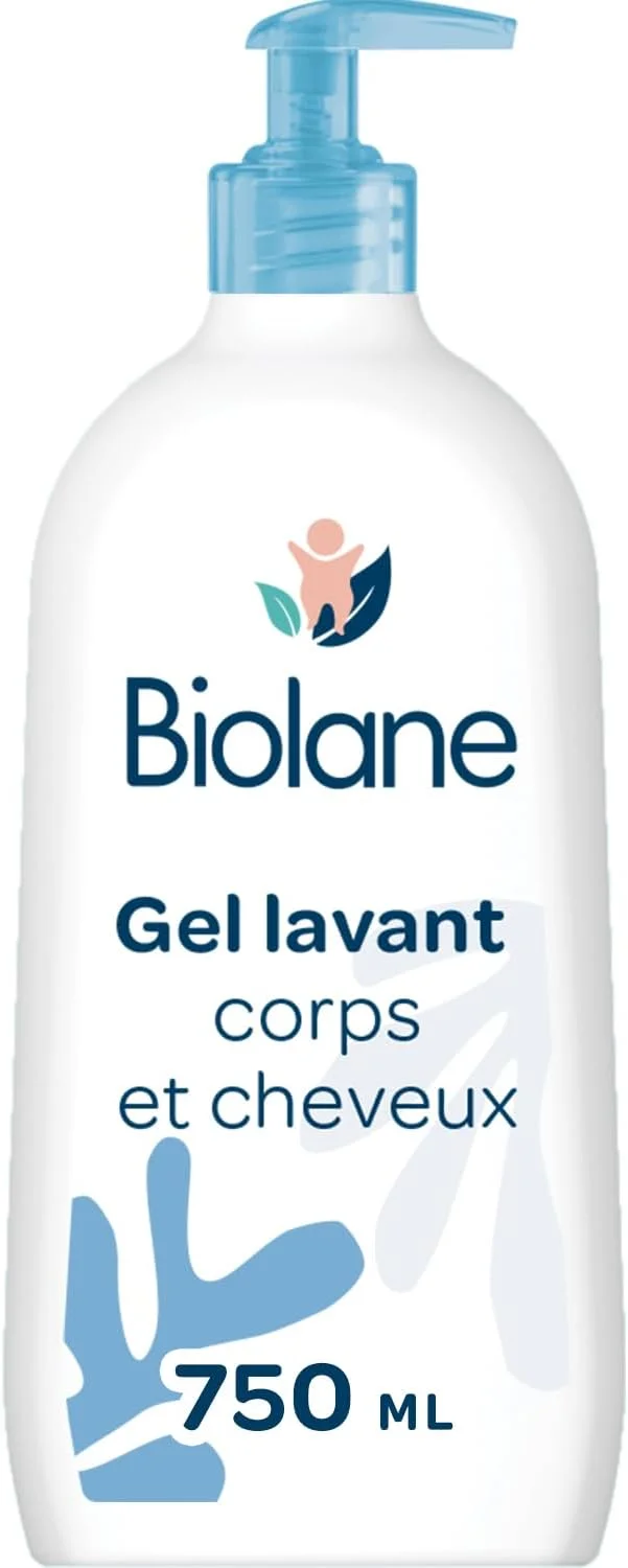 BIOLANE - Baby shower gel body and hair 2 in 1 - 750 ml - 97% natural origin - soft - sensitive skin - Made in France