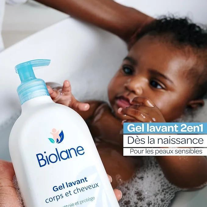 BIOLANE - Baby shower gel body and hair 2 in 1 - 750 ml - 97% natural origin - soft - sensitive skin - Made in France